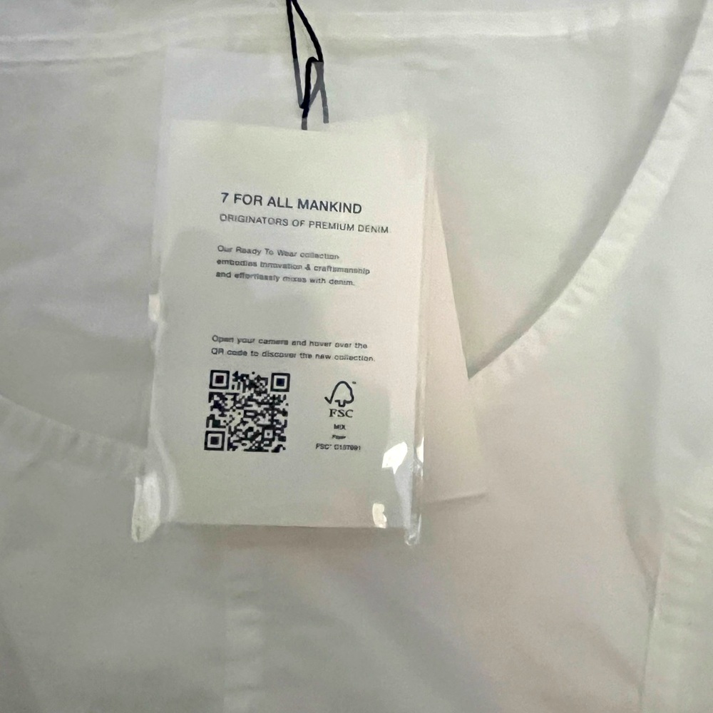 NWT 7 For All Mankind Women Cotton Balloon Sleeves Eyelet Top White Size S - Picture 5 of 15